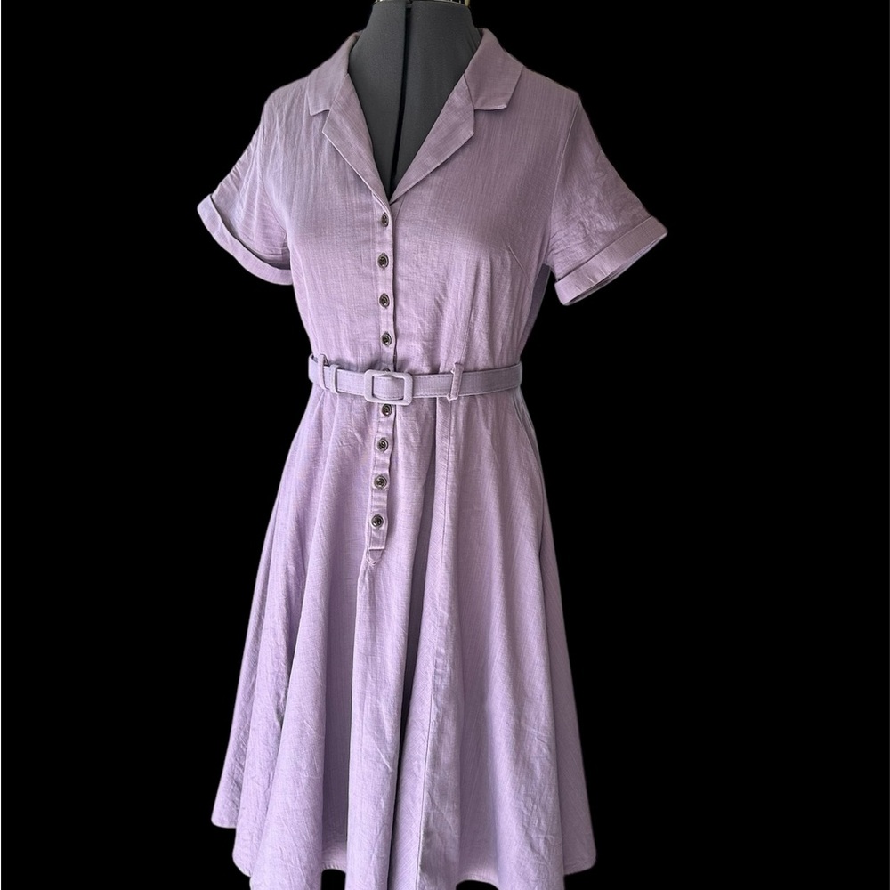 ModCloth x Collectif Purple Retro Buttoned Dress